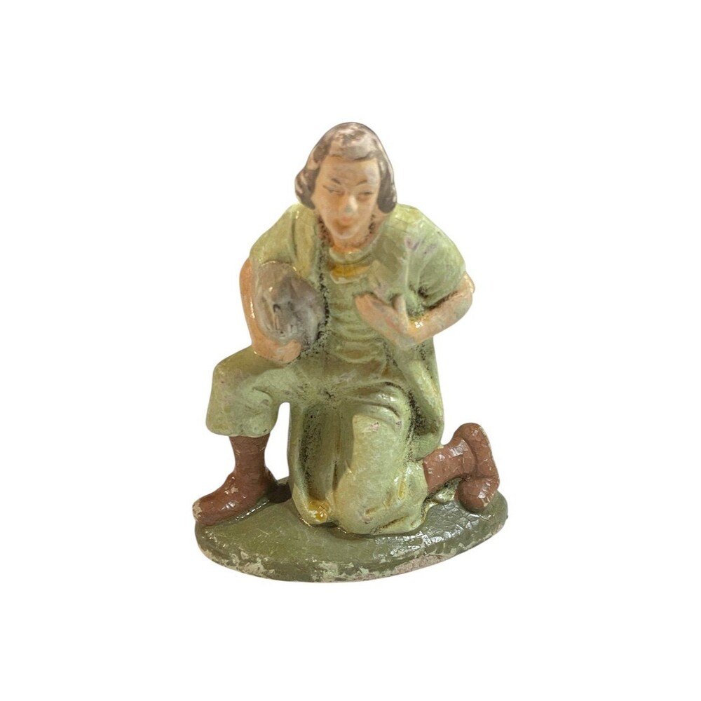 Antique Dresden Nativity Wise Man Christmas Paper Mâché Ornament – 4 1/4”